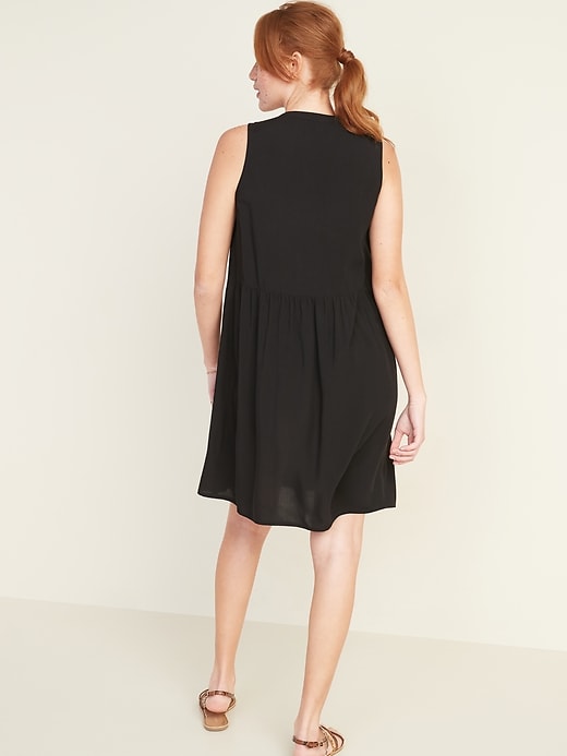 Image number 2 showing, Sleeveless Tie-Neck Swing Dress for Women