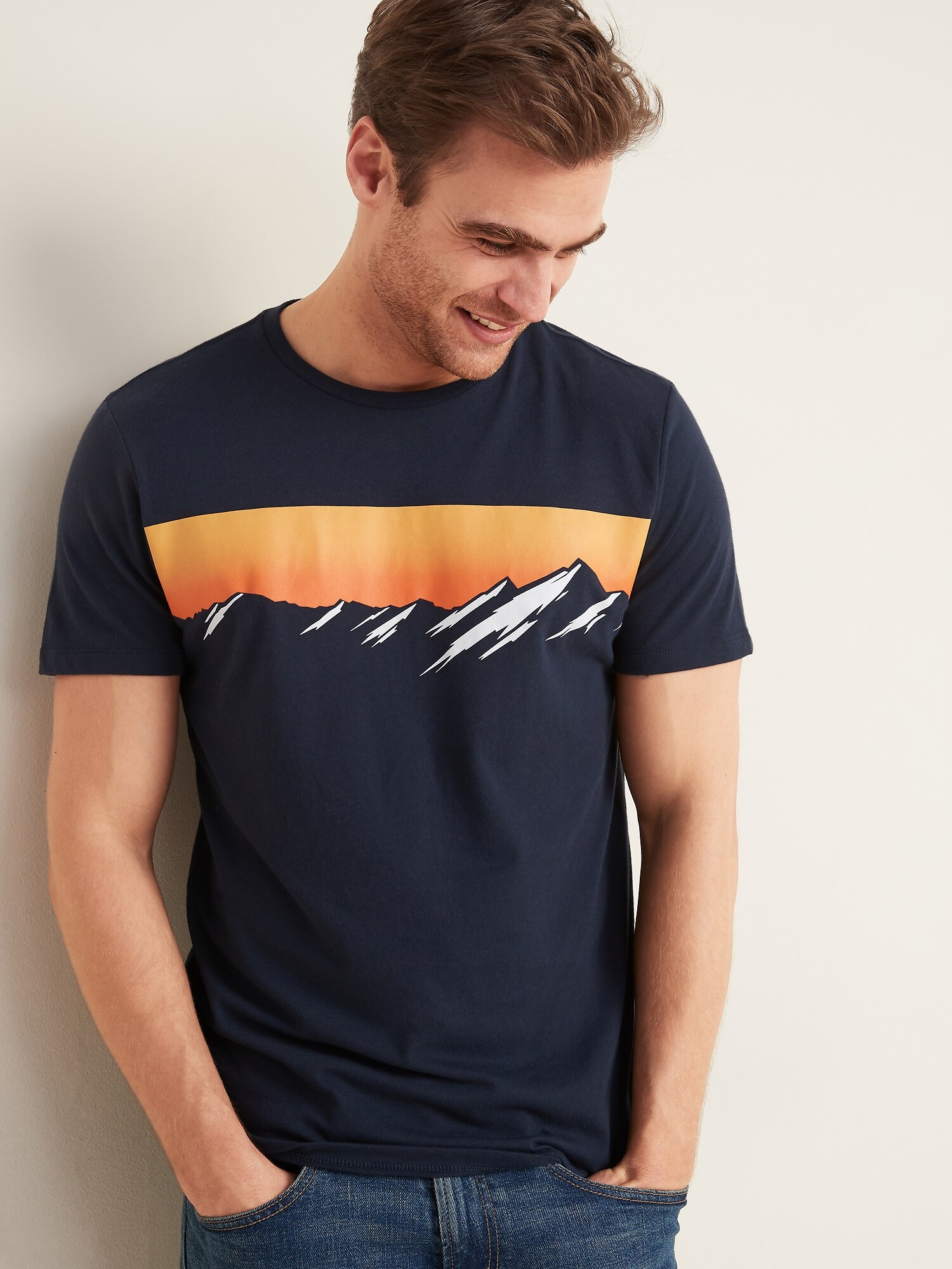 Graphic Soft Washed Crew Neck Tee For Men Old Navy