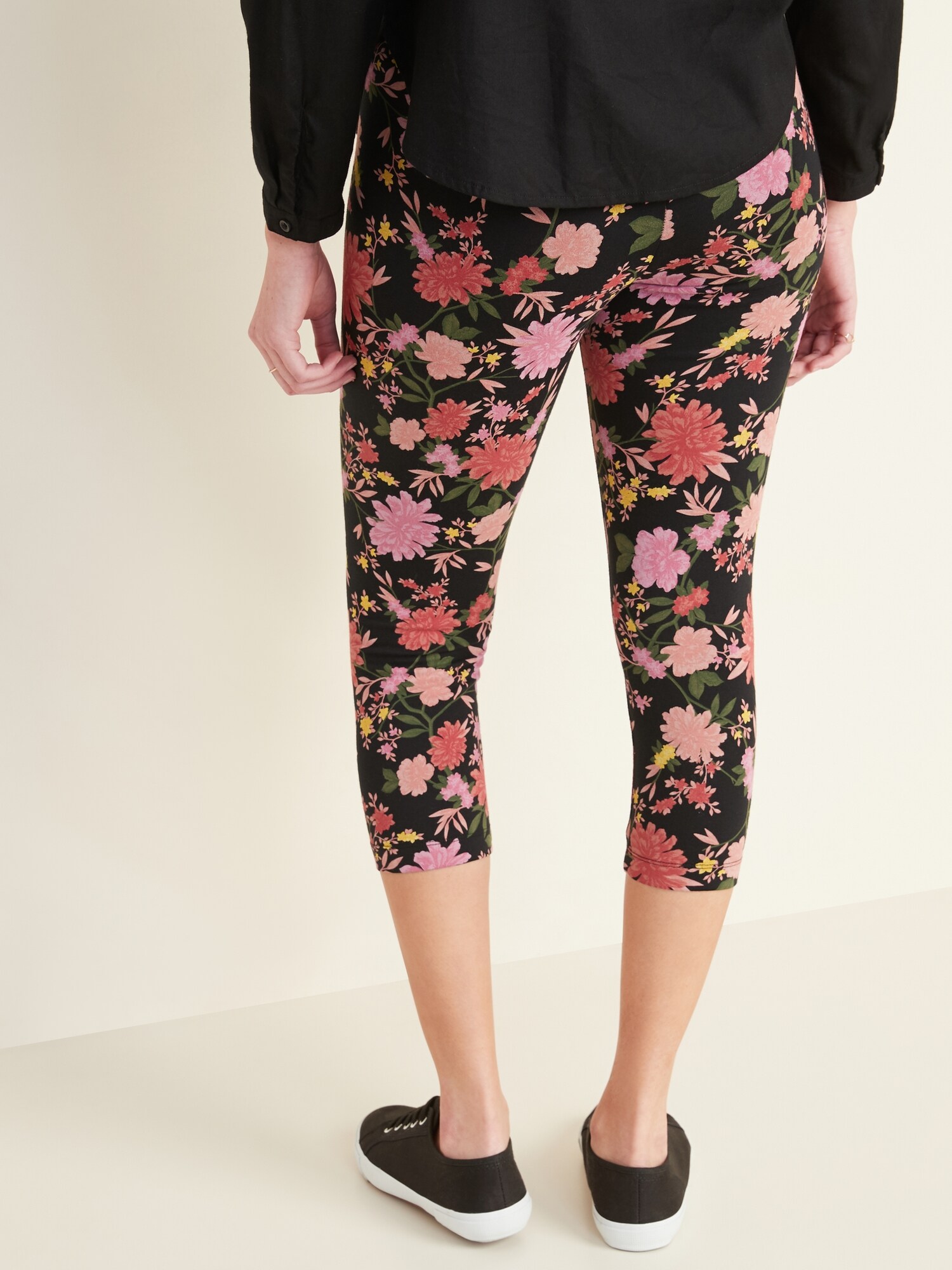 Shop Printed Cropped Mid-Rise Leggings with Elasticated Waistband Online
