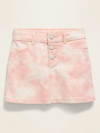 View large product image 3 of 3. Pink Tie-Dye Button-Fly Jean Skirt for Toddler Girls