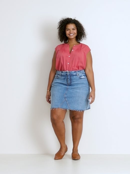 High-Waisted Secret-Slim Pockets Plus-Size Jean Skirt