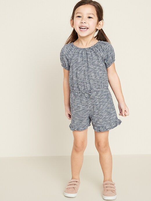 View large product image 1 of 1. Ruffle-Hem Romper for Toddler Girls