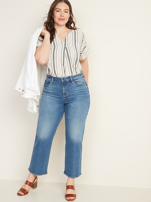 Image number 8 showing, High-Waisted Slim Wide-Leg Jeans for Women