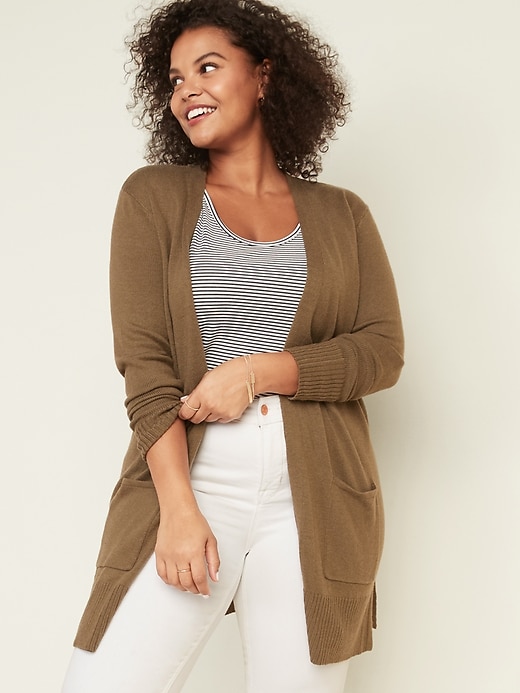 Long-Line Plus-Size Open-Front Sweater | Old Navy