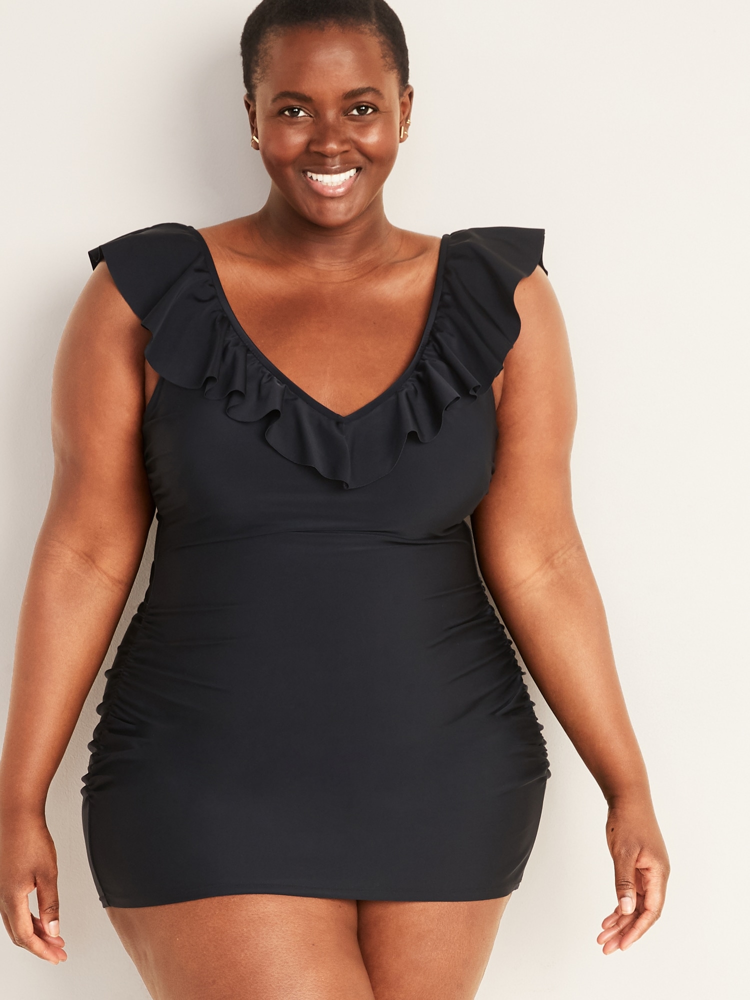 Plus size swim hot sale dress black