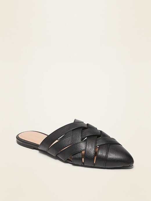 Image number 1 showing, Faux-Leather Braided Mule Flats