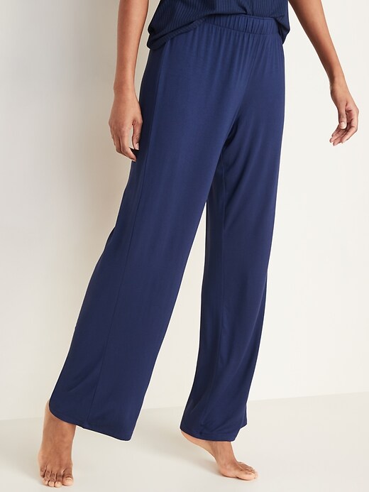 Image number 1 showing, Straight Jersey-Knit Pajama Pants