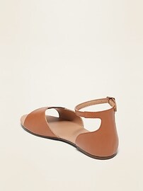 View large product image 3 of 3. Color-Blocked Faux-Leather Sandals for Girls