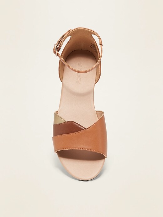 View large product image 2 of 3. Color-Blocked Faux-Leather Sandals for Girls