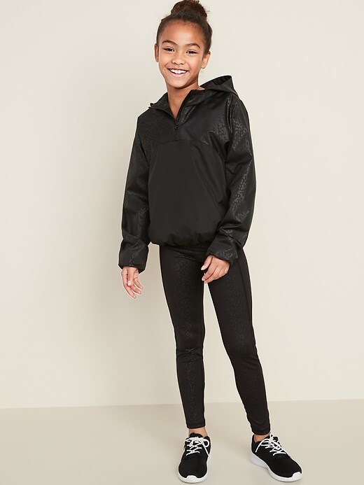 View large product image 2 of 4. Hooded 1/2-Zip Water-Resistant Pullover Jacket for Girls