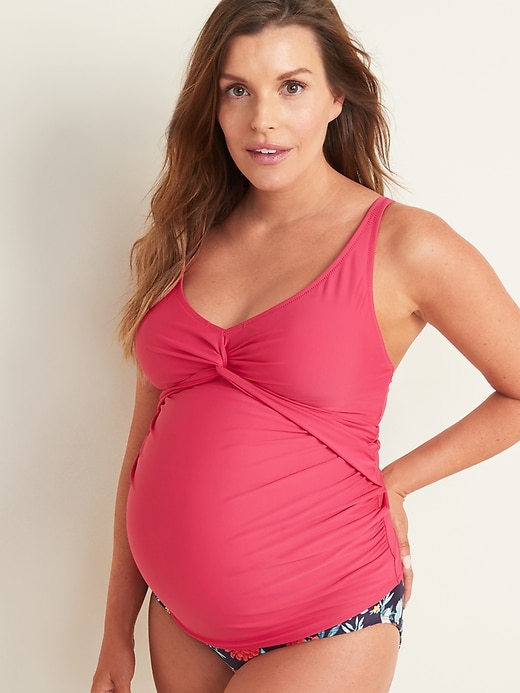 Image number 1 showing, Maternity Twist-Front Tankini Swim Top