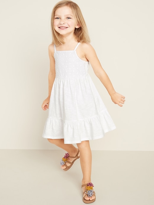 View large product image 1 of 3. Fit & Flare Eyelet-Yoke Cami Dress for Toddler Girls