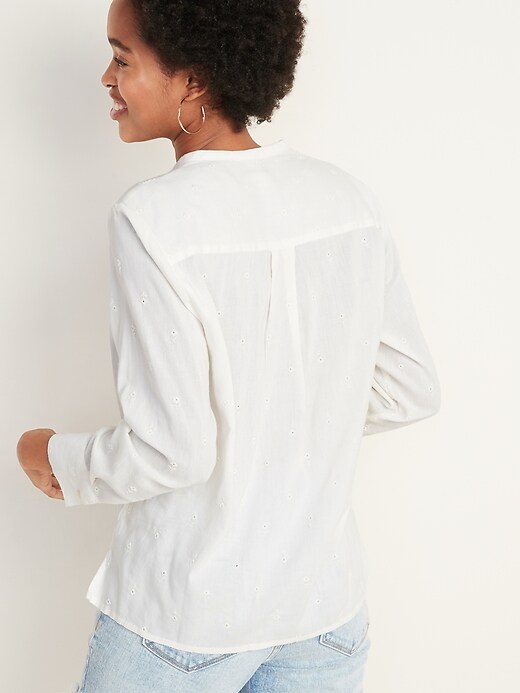 Image number 2 showing, Embroidered Envelope Split-Neck Top for Women