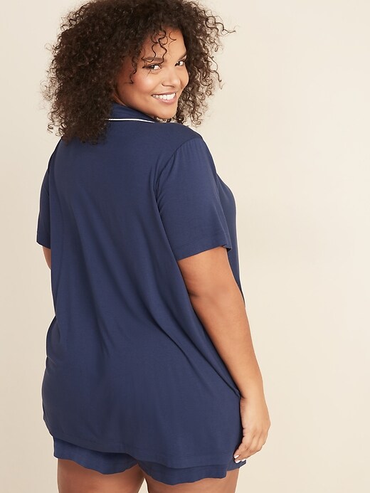 Image number 2 showing, Jersey Button-Front Plus-Size Pajama Top