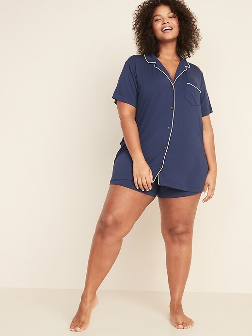 Image number 3 showing, Jersey Button-Front Plus-Size Pajama Top