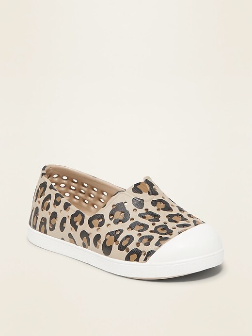 View large product image 1 of 4. Perforated Leopard-Print Slip-On Sneakers for Toddler Girls