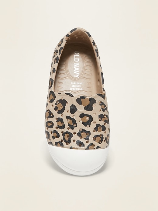 View large product image 2 of 4. Perforated Leopard-Print Slip-On Sneakers for Toddler Girls