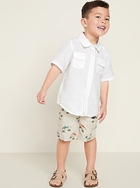 View large product image 3 of 4. Linen-Blend Cargo-Pocket Shirt for Toddler Boys