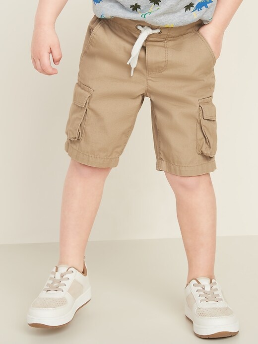 View large product image 1 of 2. Functional-Drawstring Canvas Cargo Shorts for Toddler Boys