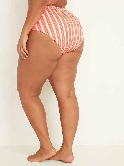 View large product image 2 of 3. High-Waisted Neon-Stripe Secret-Slim Plus-Size Swim Bottoms