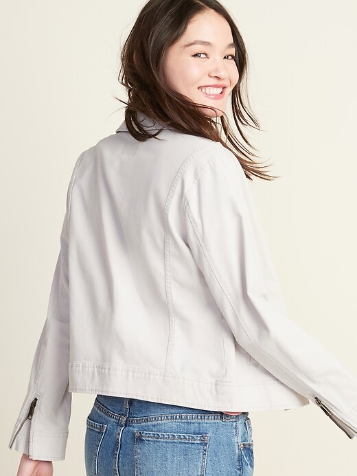 Image number 2 showing, Canvas Moto Zip Jacket for Women