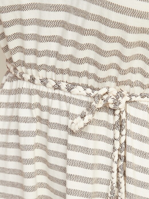 Image number 4 showing, Waist-Defined Jacquard-Striped Tie-Belt Dress for Women