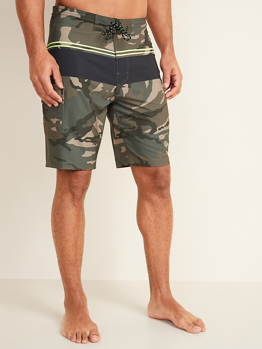 View large product image 1 of 2. Printed Built-In Flex Cargo Board Shorts -- 10-inch inseam