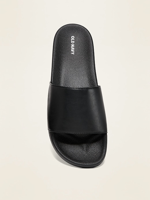 Faux Leather Pool Slide Sandals for Men Old Navy