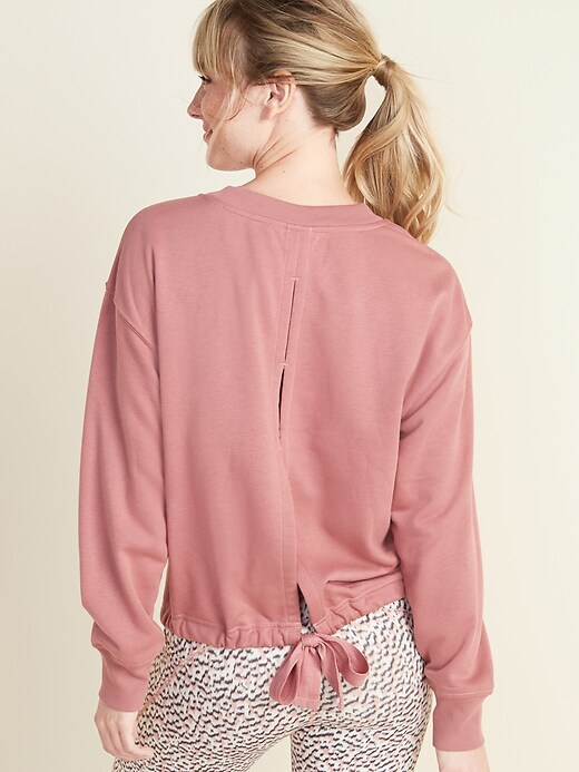 Loose French-Terry Tie-Back Sweatshirt for Women
