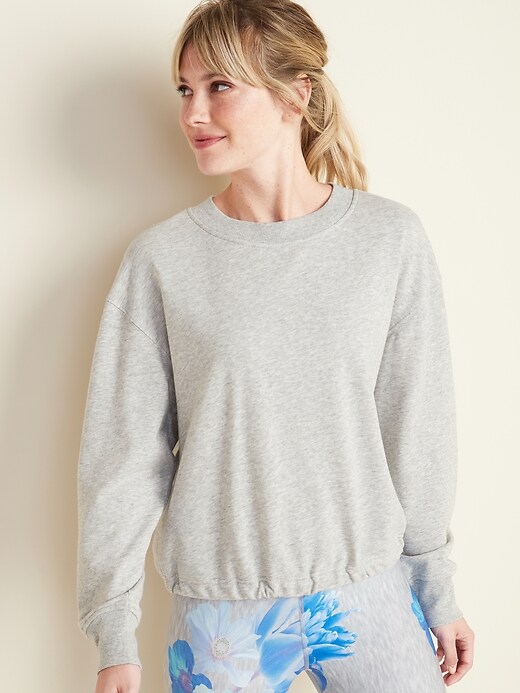 View large product image 1 of 1. Loose French-Terry Tie-Back Sweatshirt