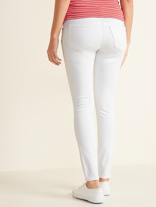 View large product image 2 of 3. Maternity Premium Full-Panel Rockstar Super Skinny White Jeans