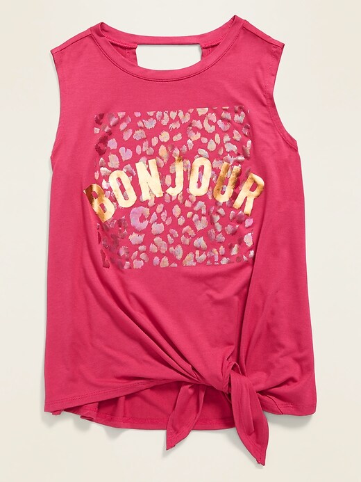 View large product image 1 of 1. Graphic Tie-Hem Tank for Girls