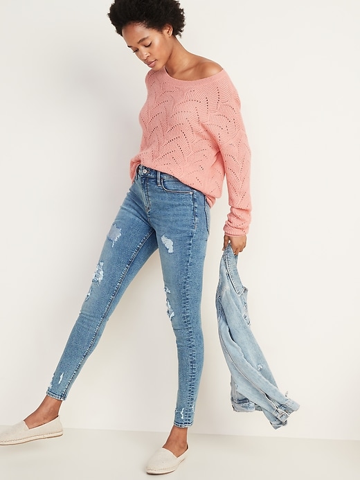 Image number 4 showing, High-Waisted Distressed Rockstar Super Skinny Jeans for Women