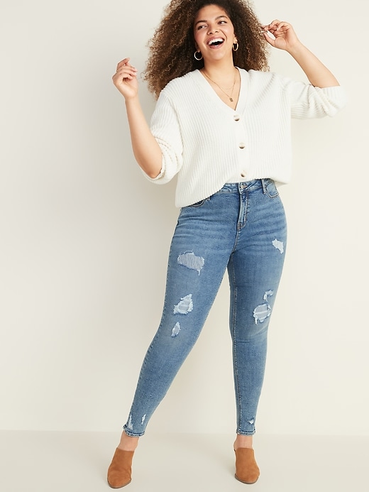 Image number 8 showing, High-Waisted Distressed Rockstar Super Skinny Jeans for Women