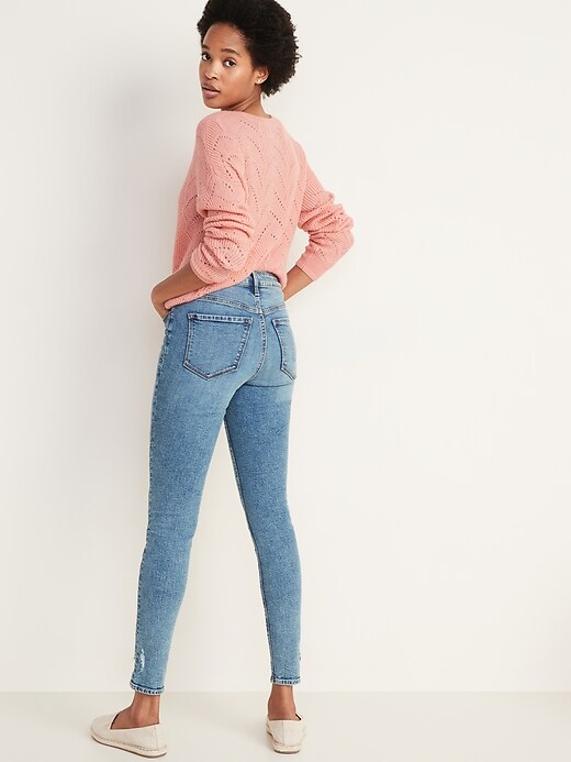 Image number 2 showing, High-Waisted Distressed Rockstar Super Skinny Jeans for Women