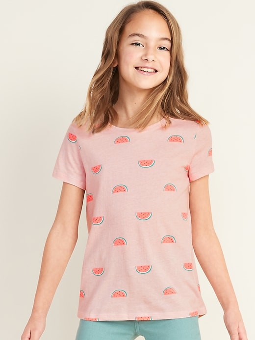 View large product image 1 of 4. Softest Printed Hi-Lo Hem Tee for Girls