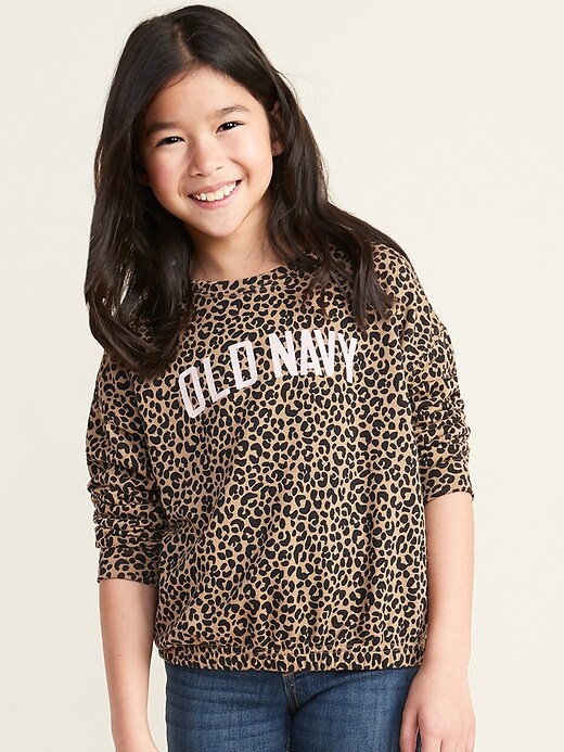 View large product image 1 of 4. Logo-Graphic French Terry Cinched-Hem Sweatshirt for Girls
