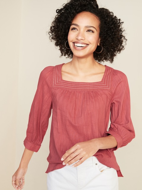 Relaxed Square-Neck Top