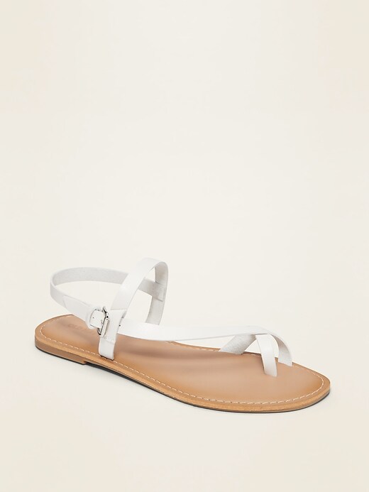 Old Navy Faux-Leather Asymmetric Cross-Strap Sandals for Women. 1