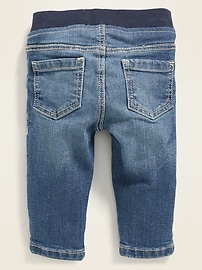View large product image 3 of 3. Rib-Knit-Waist Pull-On Jeans for Baby