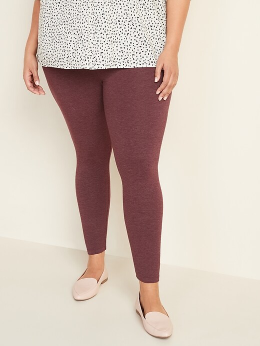 View large product image 1 of 2. High-Waisted Full-Length Plus-Size Jersey Space-Dye Leggings