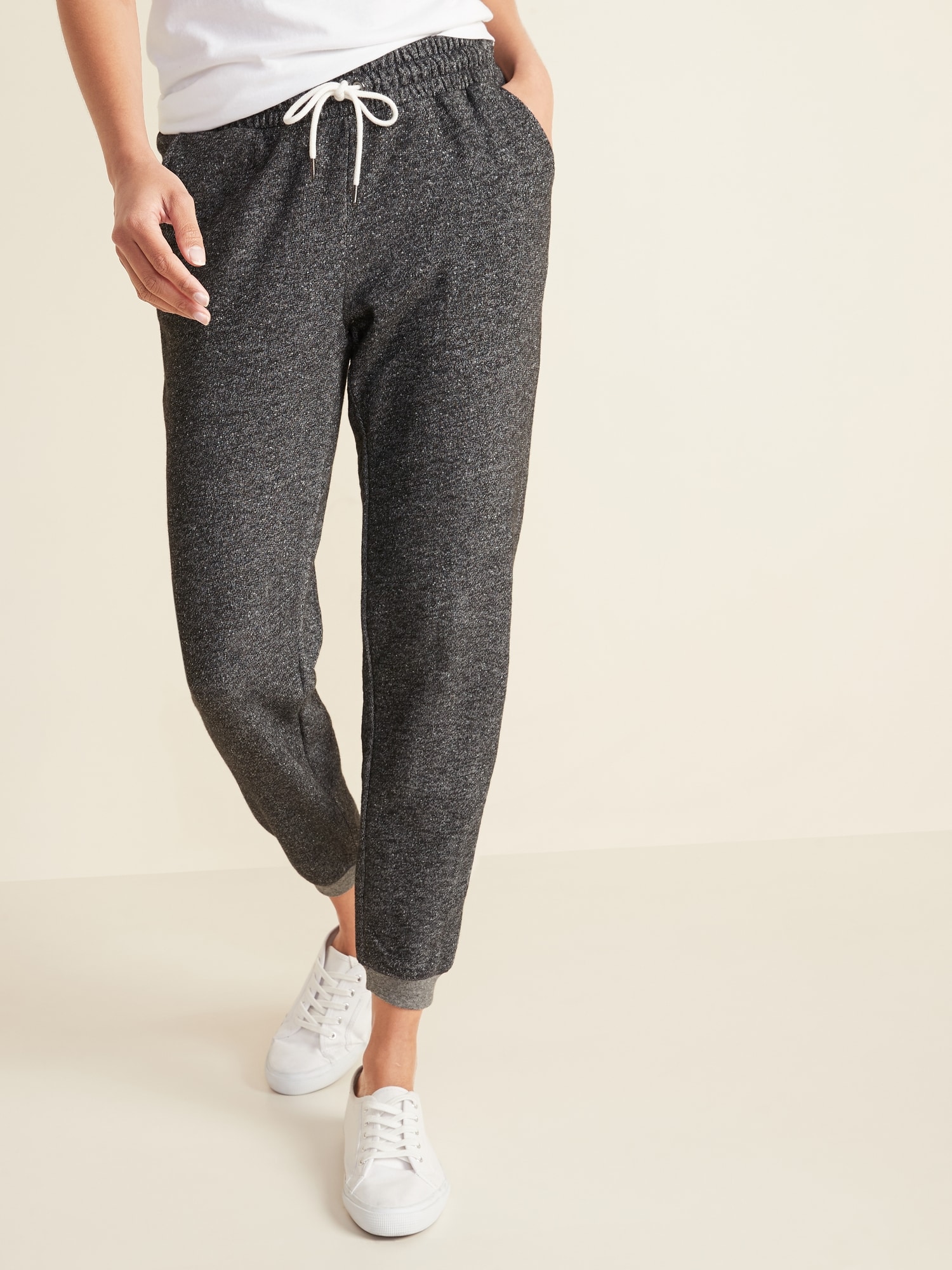 Drawstring sweatpants with Elastic Ankles slant pocket