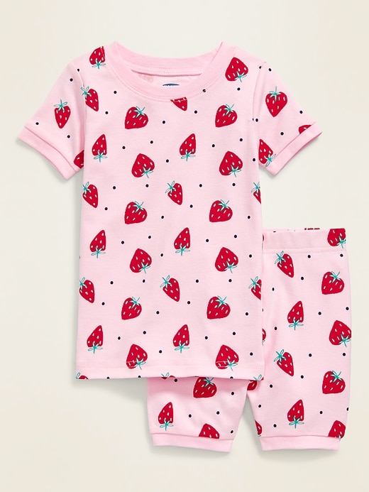 Voir une image plus grande du produit 1 de 2. Pyjama à motif de fraises pour toute-petite fille et bébé