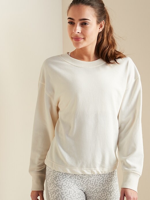 View large product image 1 of 1. Loose French-Terry Tie-Back Sweatshirt