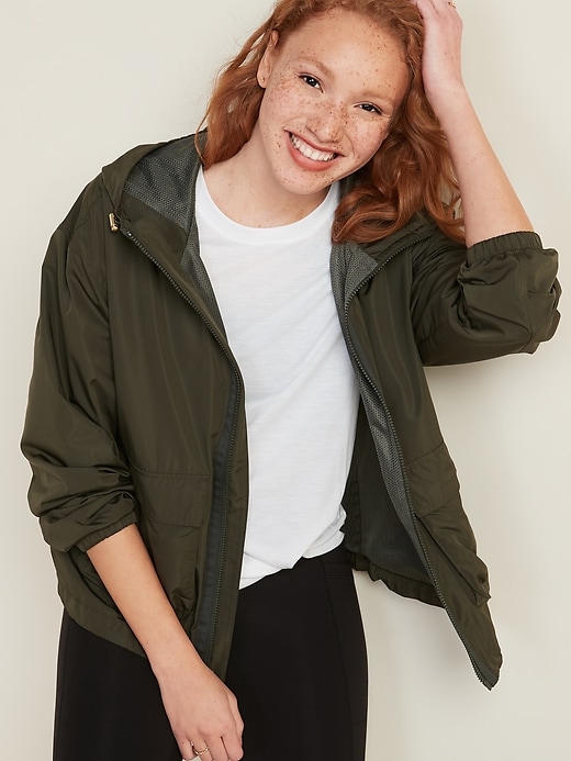 Old Navy Go-H20 Water-Resistant Hooded Utility Jacket for Women. 1 Old Navy Go-H20 Water-Resistant Hooded Utility Jacket for Women. 1