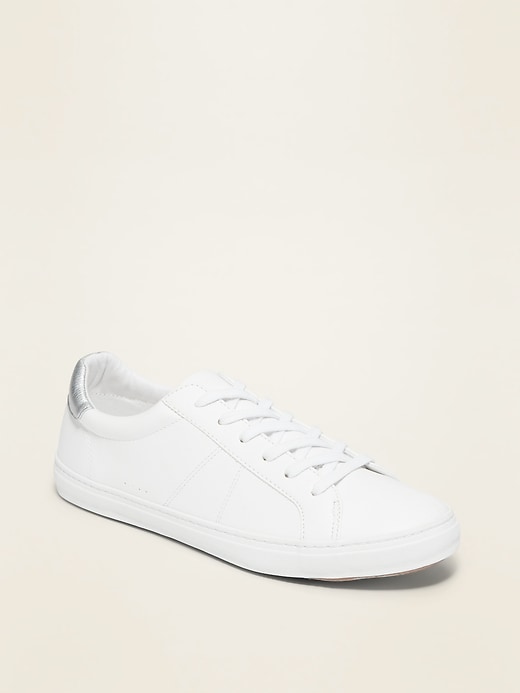 Image number 1 showing, Faux-Leather Sneakers For Women