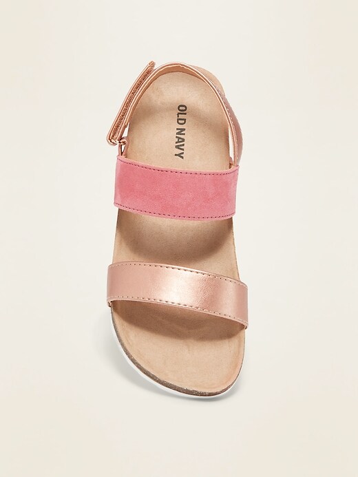 View large product image 2 of 3. Faux-Suede/Faux-Leather Color-Block Sandals for Girls