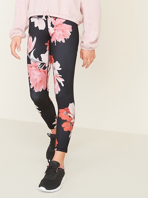 View large product image 1 of 3. Mid-Rise Go-Dry Floral Elevate Leggings for Girls