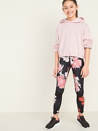 View large product image 3 of 3. Mid-Rise Go-Dry Floral Elevate Leggings for Girls