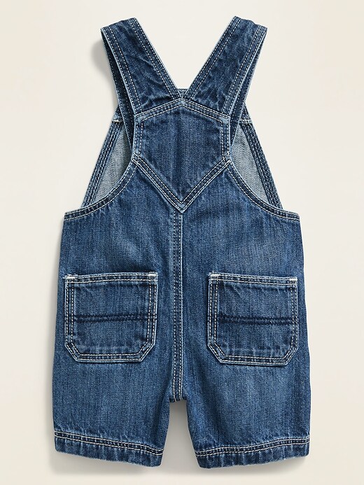 View large product image 2 of 2. Unisex Dark-Wash Jean Shortalls for Baby